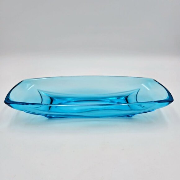 Vintage 1960s Hazel Atlas Glass Capri Blue Colony Trinket Celery Relish Candy - Picture 5 of 9